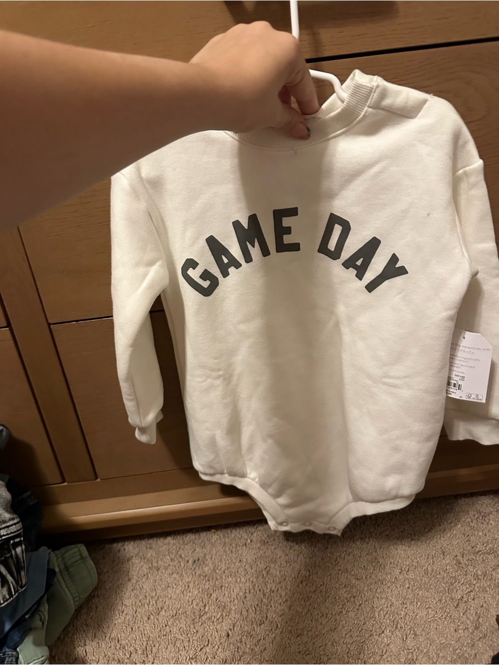 Cream 'Game Day' Long-Sleeve Baby Bodysuit